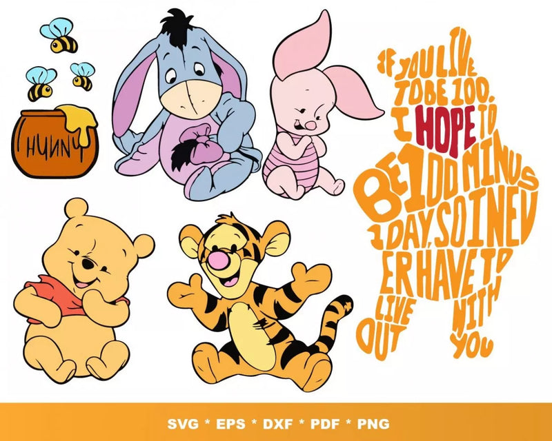 Winnie the Pooh Clipart Bundle, PNG & SVG Cut Files for Cricut & Silhouette