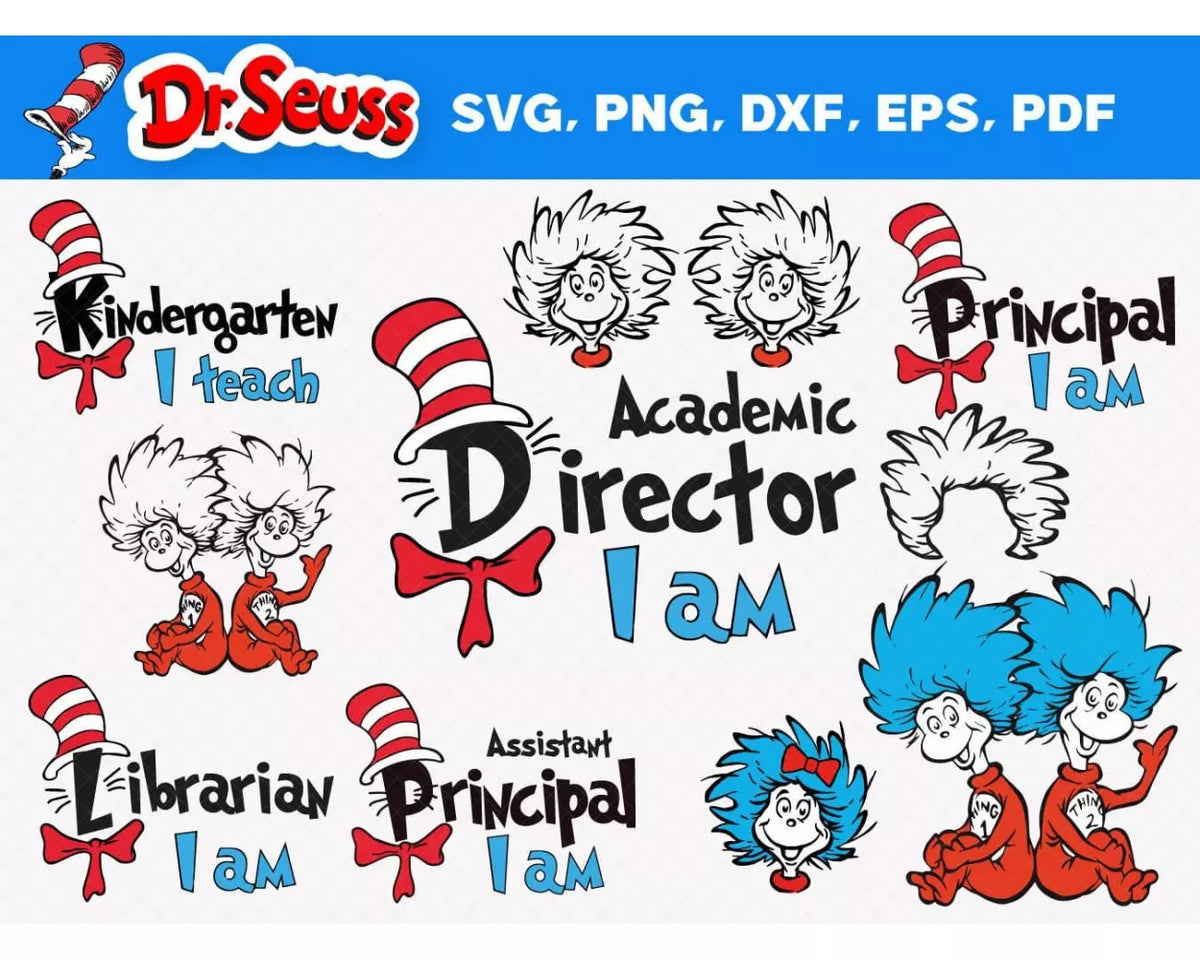Dr Seuss SVG, Dr Seuss SVG Cricut, Dr Seuss Hat PNG, Dr Seuss SVG  Cut Files, Dr Seuss Clipart Bundle