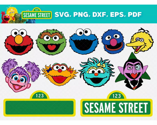 Sesame Street Clipart Bundle, Sesame Street Characters SVG, Sesame Street Cricut Files, Sesame Street Silhouette Vector Cut Files