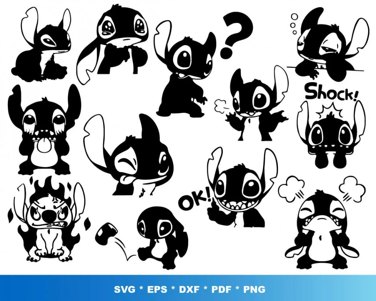 Lilo And Stitch SVG, Lilo & Stitch SVG For Cricut, Lilo & Stitch Clipart, Stitch Silhouette Vector Cut Files