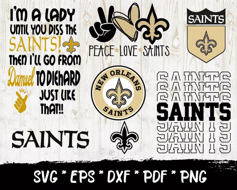 New Orleans Saints Clipart Bundle, PNG & SVG Cut Files for Cricut / Silhouette