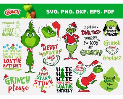 The Grinch Clipart Bundle, PNG & SVG Cut Files for Cricut & Silhouette