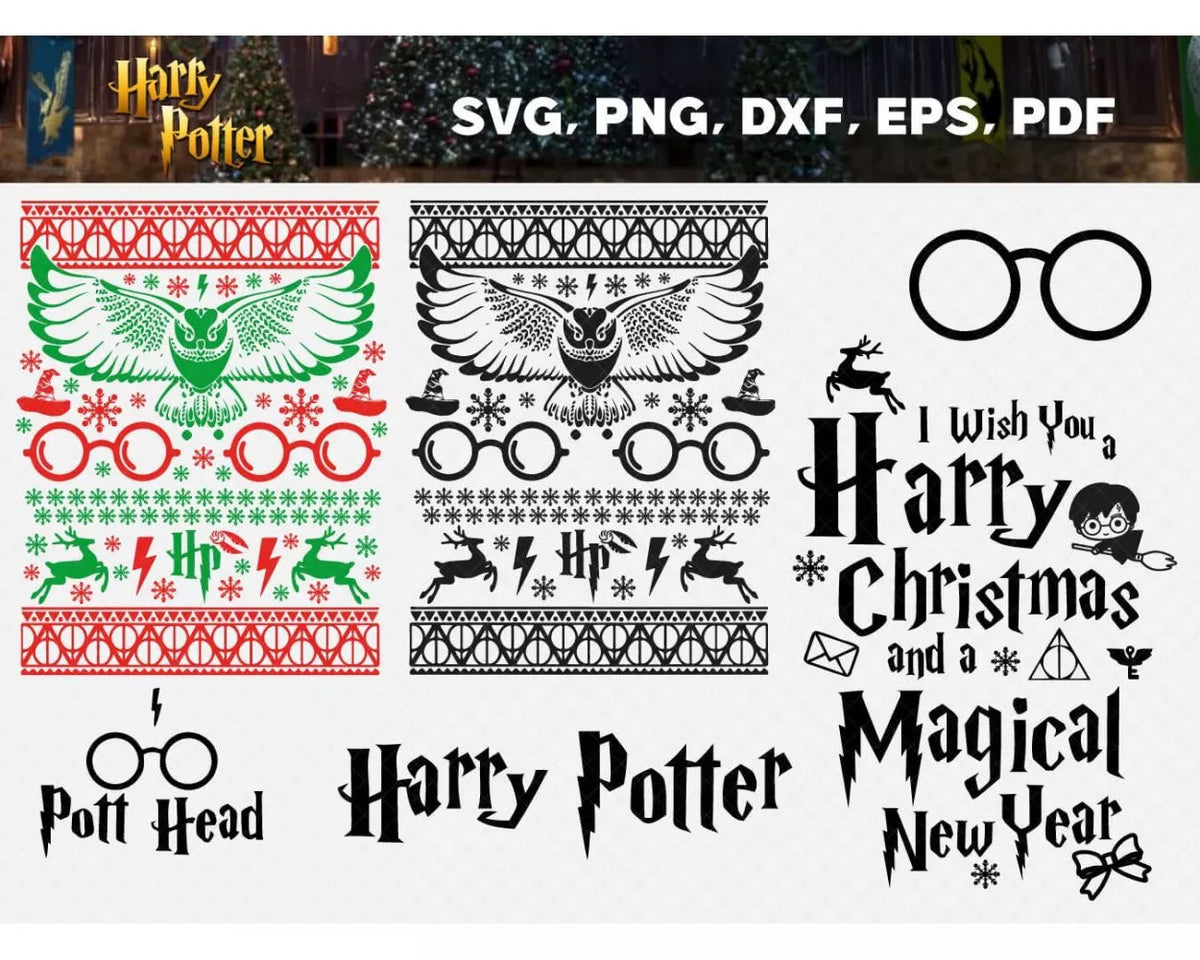 Harry Potter Christmas SVG Bundle 50+ Files For Cricut & Silhouette