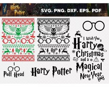 Harry Potter Christmas SVG Bundle 50+ Files For Cricut & Silhouette