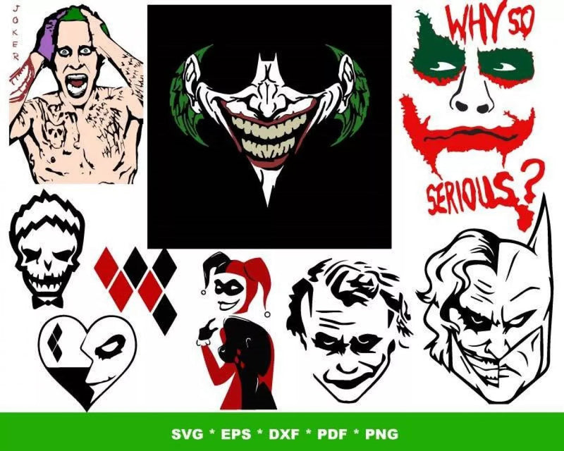 Joker Svg Bundle, Joker Svg For Cricut, Joker Clipart, Joker Cut Files, Silhouette Vector Cut File