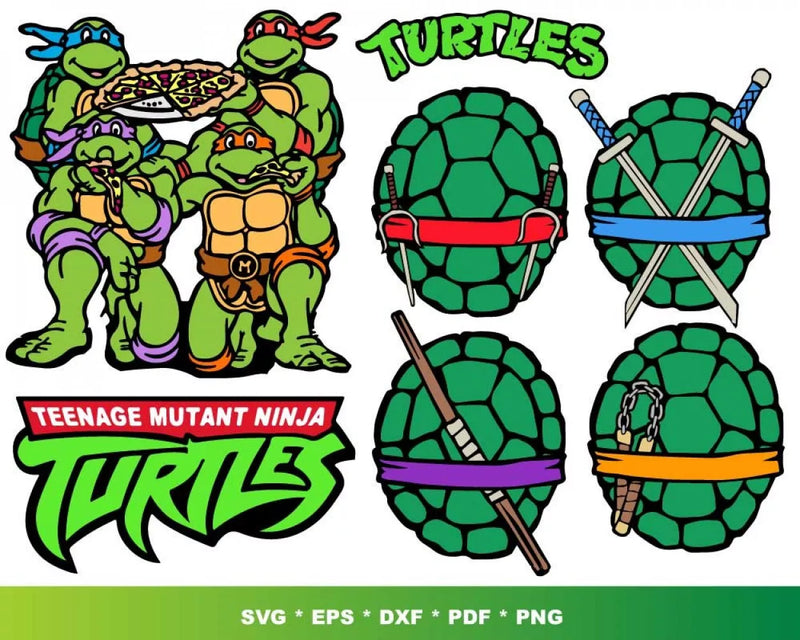 Ninja Turtles Clipart Bundle, Ninja Turtles SVG For Cricut, Ninja Turtles SVG, Ninja Turtles Silhouette Vector Cut Files