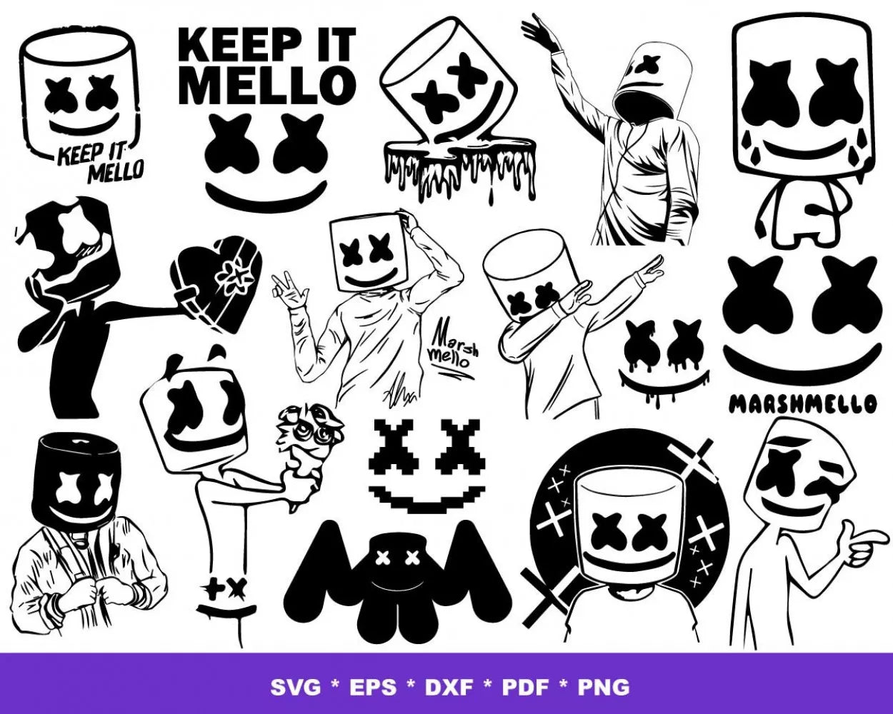DJ Marshmello SVG, DJ Marshmello SVG Cricut, DJ Marshmello Cliparts