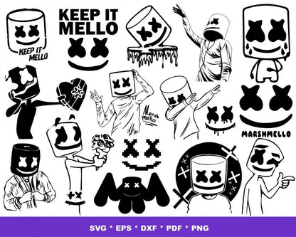 DJ Marshmello SVG, DJ Marshmello SVG Cricut, DJ Marshmello Cliparts