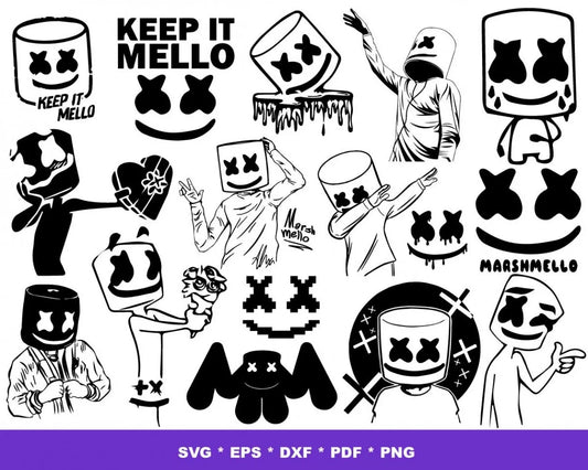 DJ Marshmello SVG, DJ Marshmello SVG Cricut, DJ Marshmello Cliparts