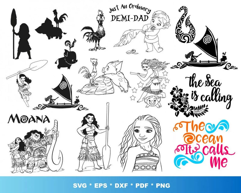 Moana Clipart Bundle, PNG & SVG Files for Cricut / Silhouette