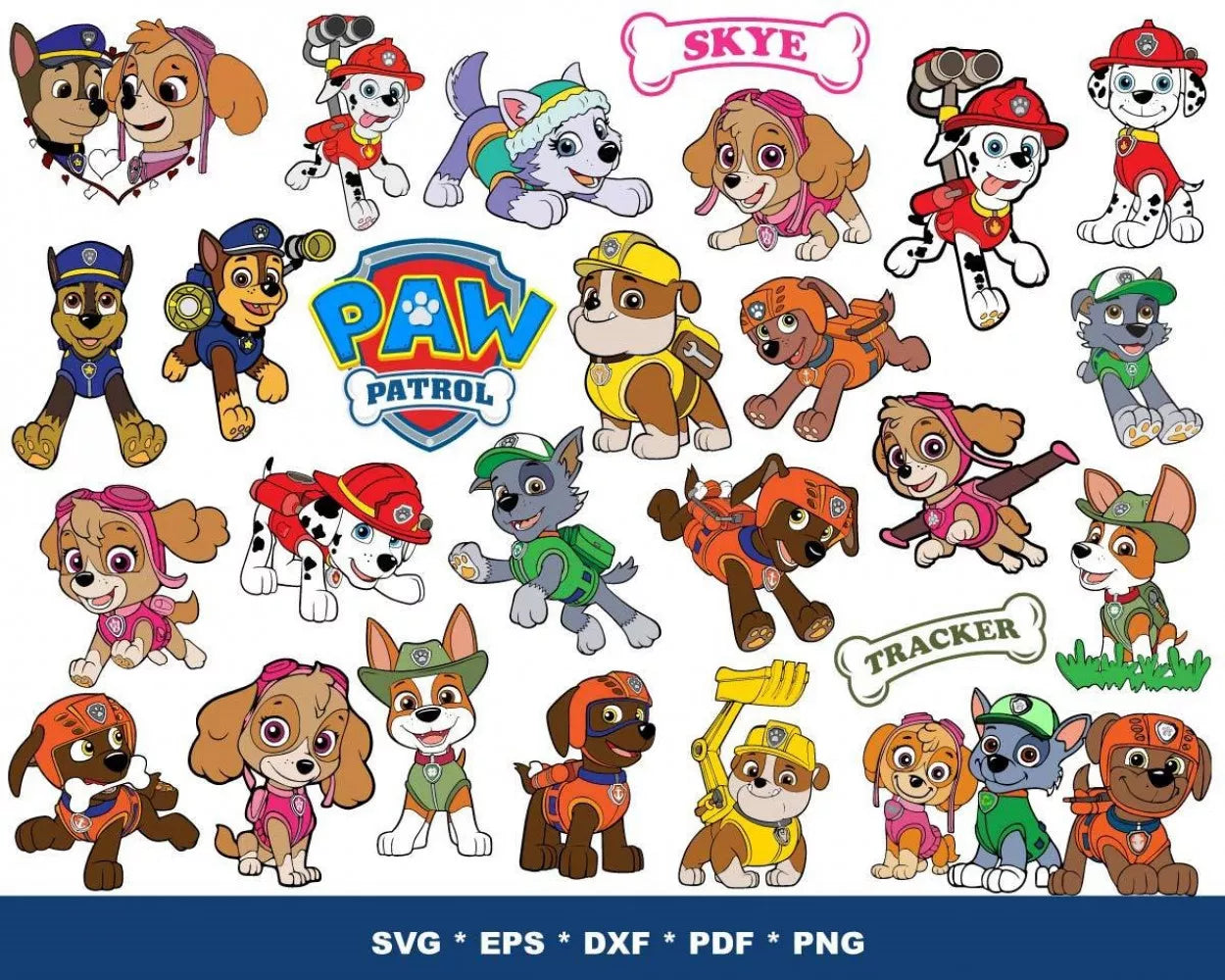 Paw Patrol Clipart Bundle, Paw Patrol SVG For Cricut, Paw Patrol Birthday SVG, Paw Patrol Silhouette Vector Cut Files