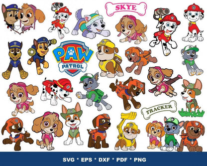 Paw Patrol Clipart Bundle, Paw Patrol SVG For Cricut, Paw Patrol Birthday SVG, Paw Patrol Silhouette Vector Cut Files