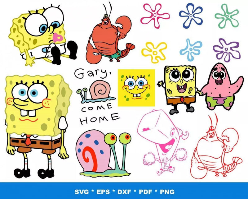 SpongeBob Clipart Bundle, PNG & SVG Cut Files for Cricut & Silhouette