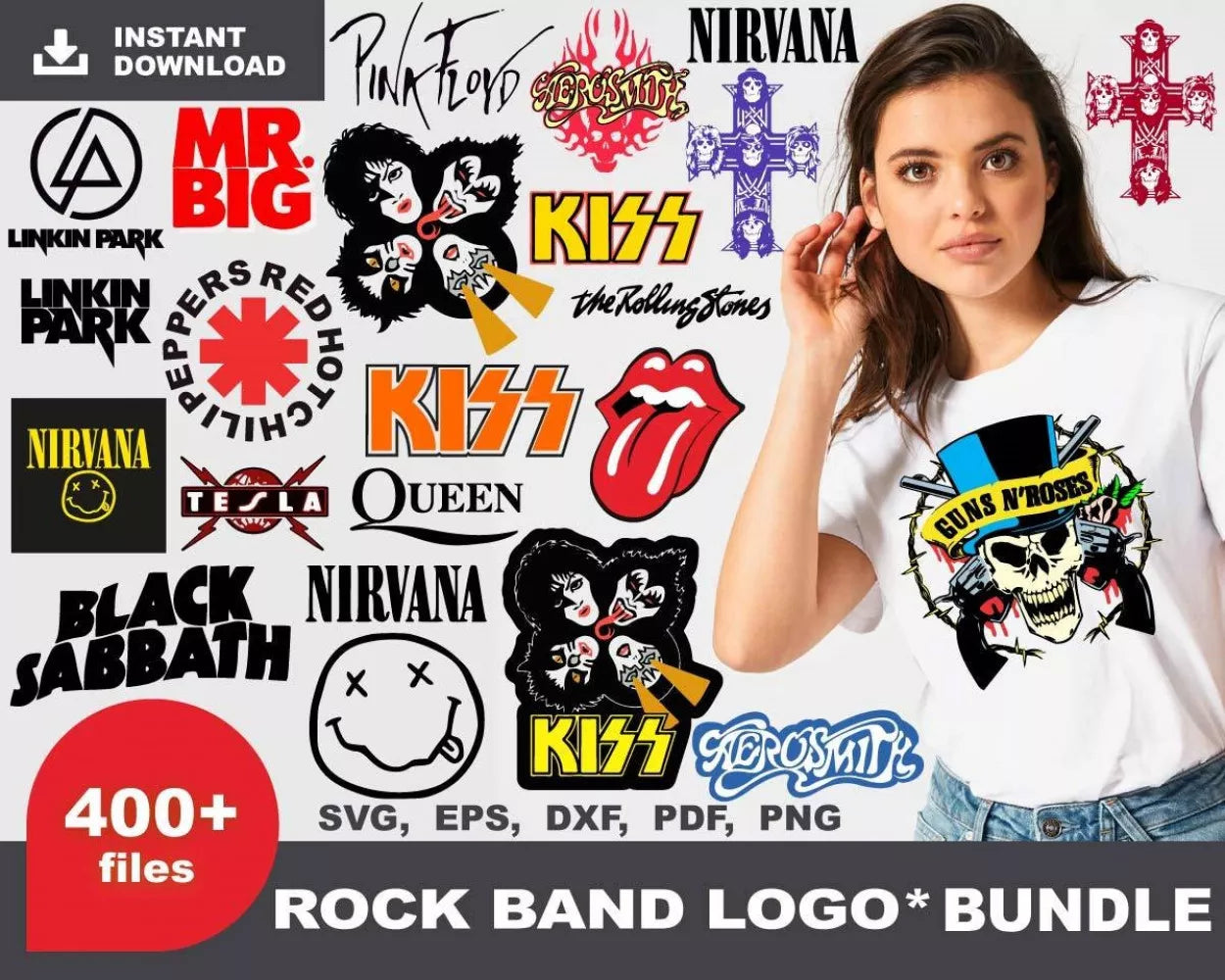 Rock Band Clipart Bundle, Rock Band PNG & SVG Cut Files for Cricut, Rock Band Silhouette Vector Cut Files