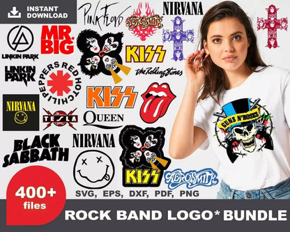 Rock Band Clipart Bundle, Rock Band PNG & SVG Cut Files for Cricut, Rock Band Silhouette Vector Cut Files