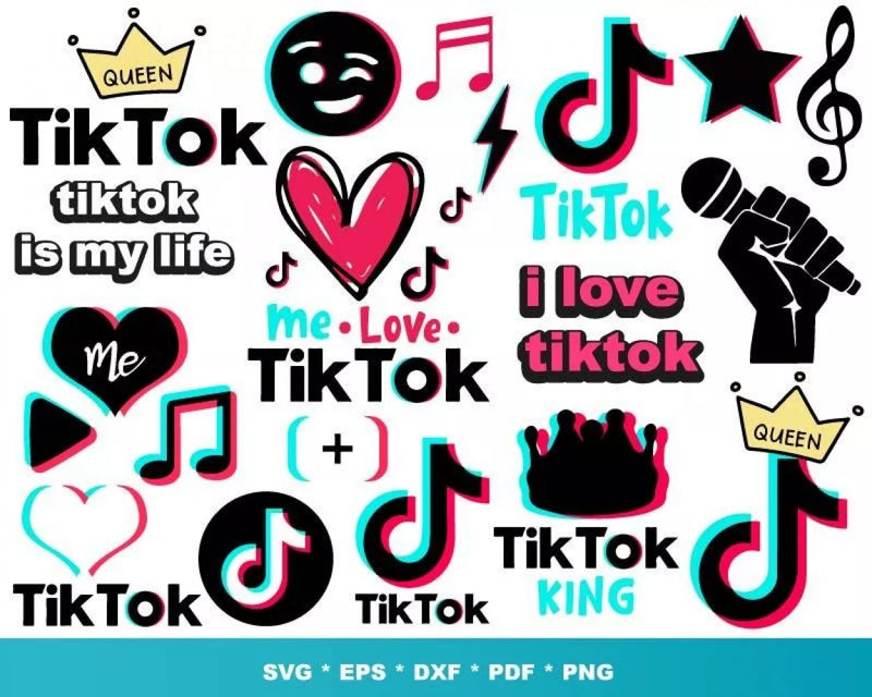 TikTok PNG & SVG Bundle, 1000+ Files For Cricut & Silhouette