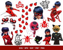 Miraculous Ladybug Clipart Bundle, Ladybug SVG For Cricut, Miraculous Ladybug PNG, Silhouette Vector Cut Files
