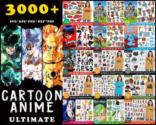 3000+ Ultimate Anime bundle svg, png, dxf, eps