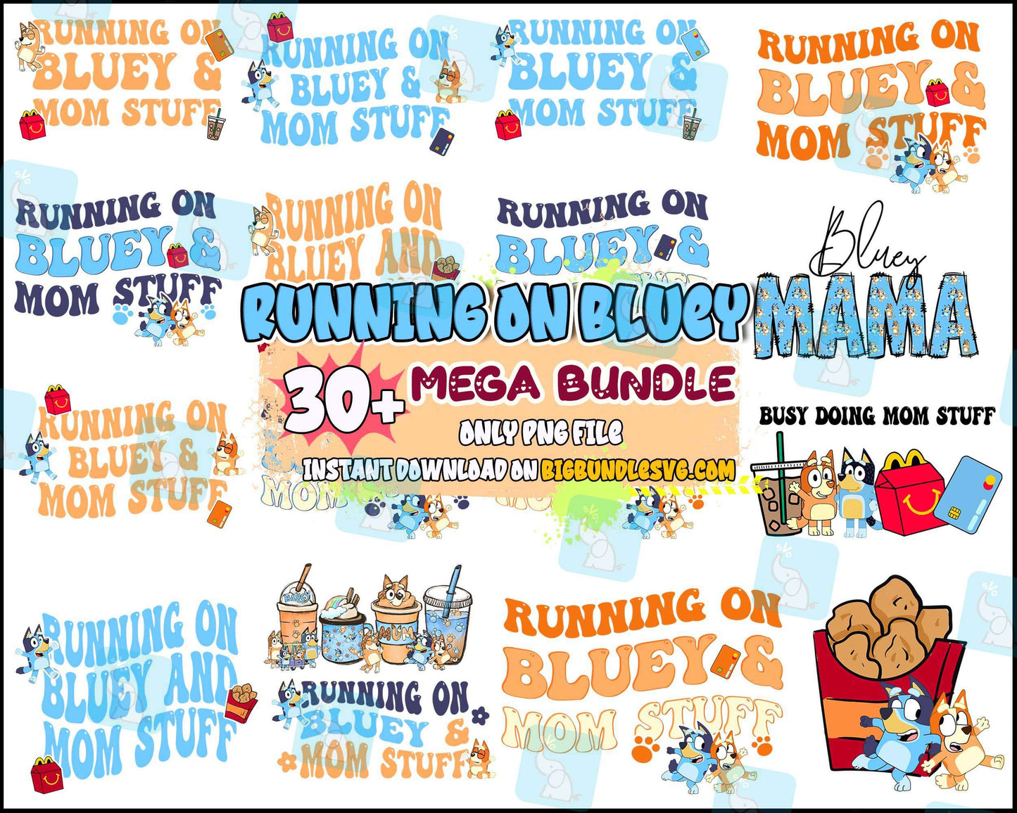 30+ Blue Mama Png Bundle, Heeler Mama Png, Bluey Mom Png, Cartoon Png, Cute Mama Png, Gift For Mama, Digital Download
