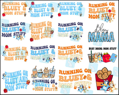30+ Blue Mama Png Bundle, Heeler Mama Png, Bluey Mom Png, Cartoon Png, Cute Mama Png, Gift For Mama, Digital Download
