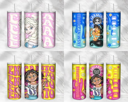 30+ Disney princess Inflated for 20oz Skinny Tumbler - Instant download