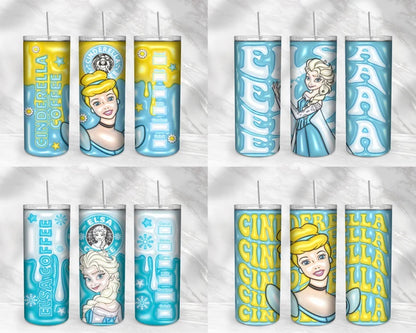 30+ Disney princess Inflated for 20oz Skinny Tumbler - Instant download