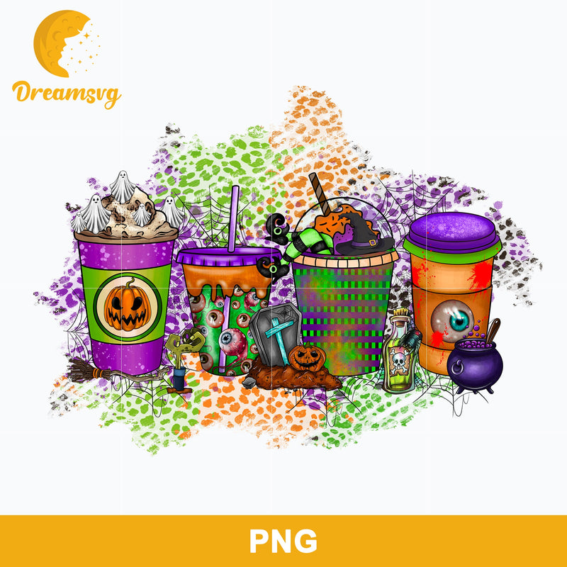 Fall Coffee Halloween Png, Pumpkin Spice Latte Png, Halloween Coffee Png Sublimation.