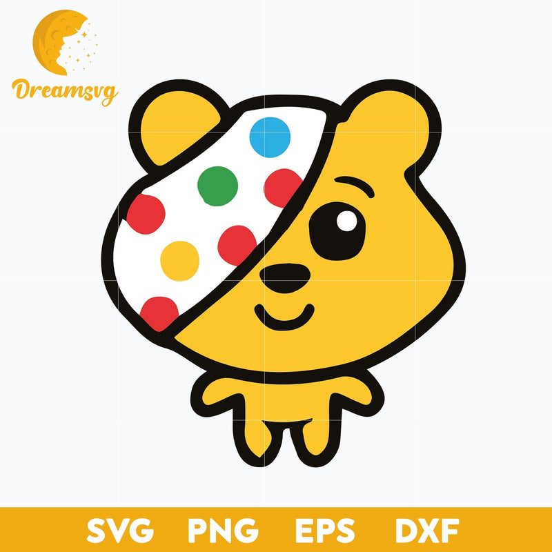 Pudsey Bear Cute SVG, Red Nose Day SVG, Cartoon SVG