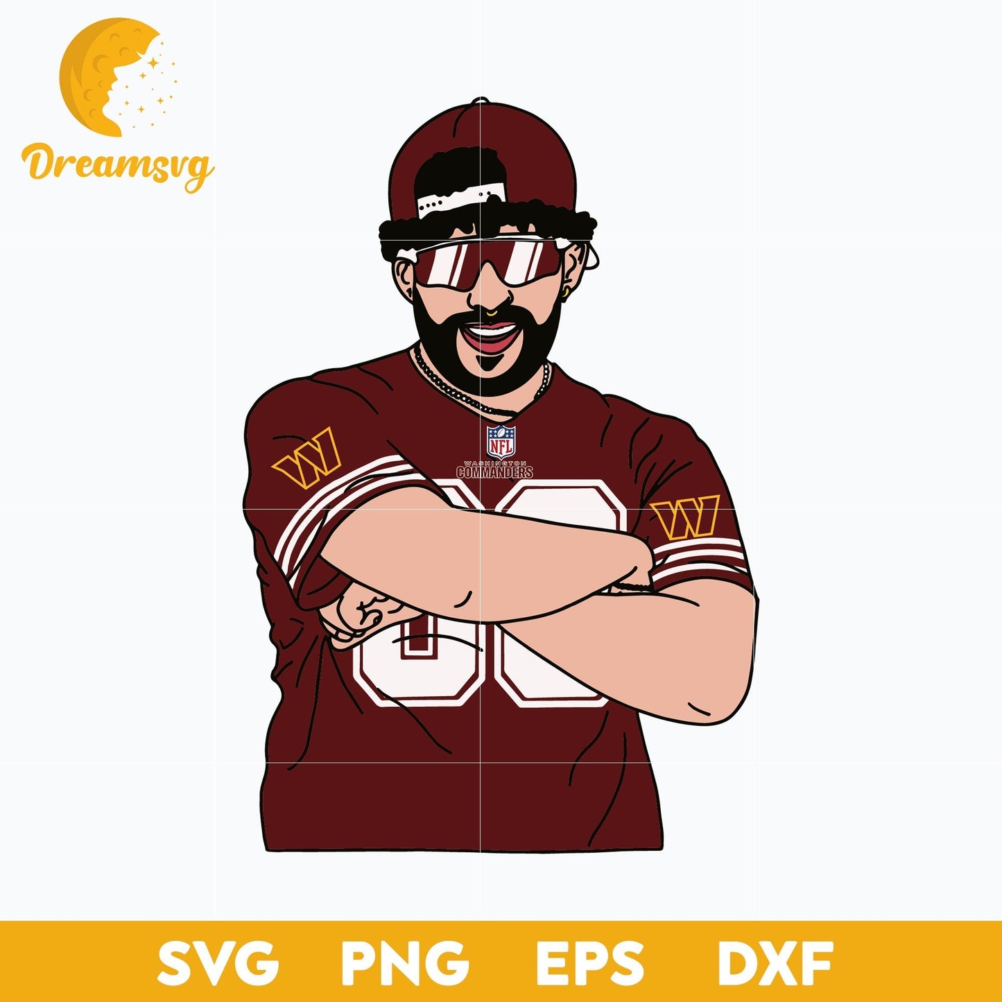 Bad Bunny Washington Commanders SVG, Washington Commanders NFL SVG, PNG DXF EPS Digital File