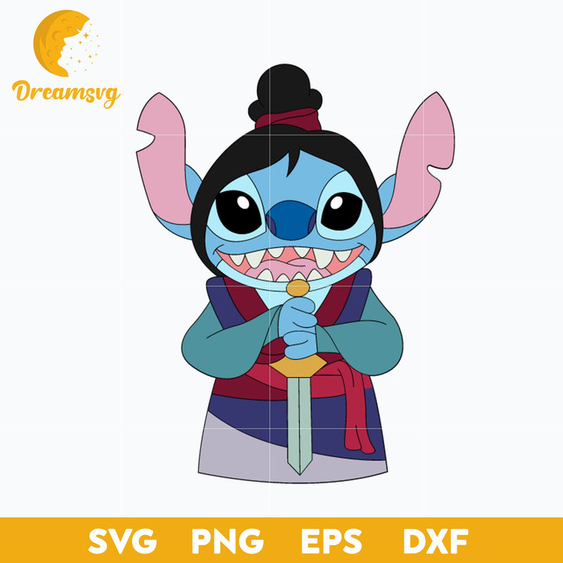 Stitch Inspired Mulan SVG, Stitch Mulan Halloween SVG, Stitch Halloween SVG, PNG, DXF, EPS Digital File.