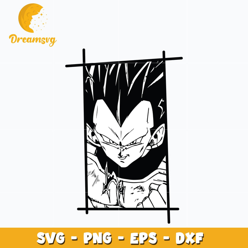 Vegeta Black white Svg, Anime Svg, Dragon Ball Svg