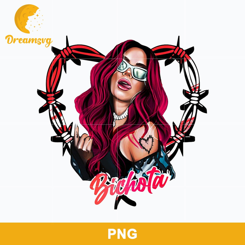 Karol G Red Hair Png, Heart Tattoo PNG, HAND DRAWN Karol G Bichota Red Hair PNG