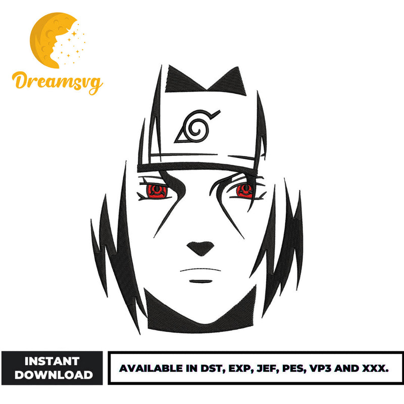 Itachi uchiha face embroidery design, Naruto embroidery