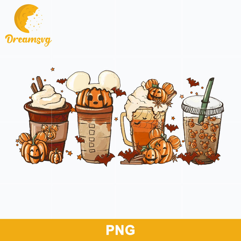 Halloween Mickey Coffee Drink Png, Disney Halloween Png, Halloween Coffee Png Sublimation.