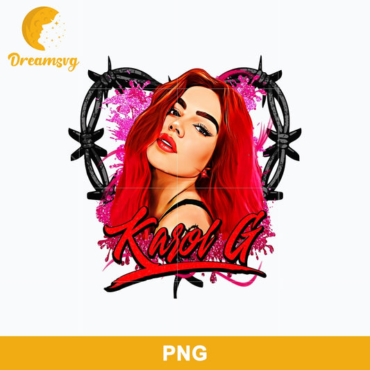 Bichota Karol G Heart Png, Karol G Red Hair Png Hand Drawn Karol G Bichota Red Hair PNG