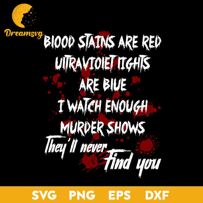 Blood stains are red ultraviolet lights are blue svg, Halloween svg, png, dxf, eps digital file.