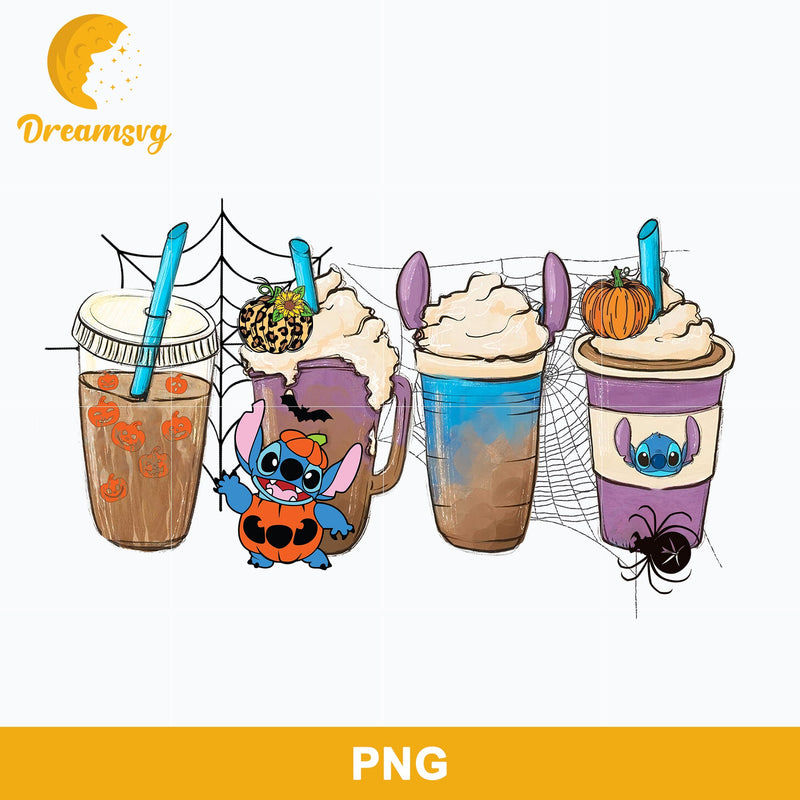 Halloween Stitch Coffee Drink Png, Disney Halloween Png, Halloween Coffee Png Sublimation.