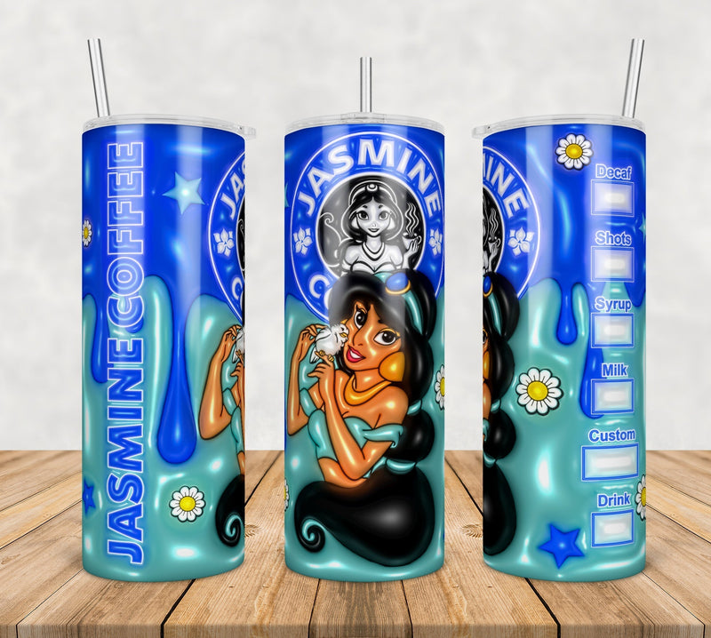 Princess Jasmine Inflated 3D Tumbler Wrap Png, SG10072339