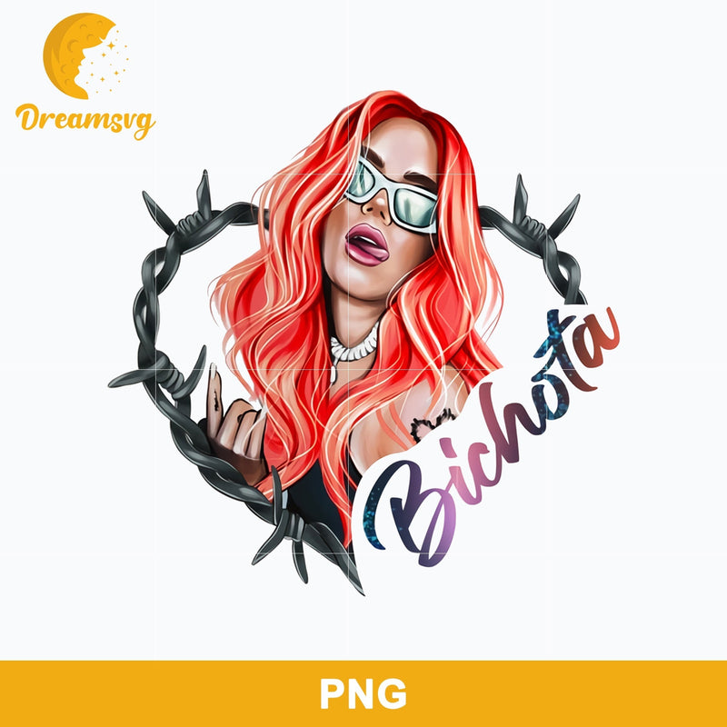 Karol G Red Hair Png, Bichota Karol G Png, Hand Drawn Karol G Png File.