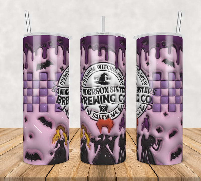 3D Inflated Puff Brewing co,3d inflated tumbler wrap, 20oz Skinny Tumbler png,digital dowwnload.