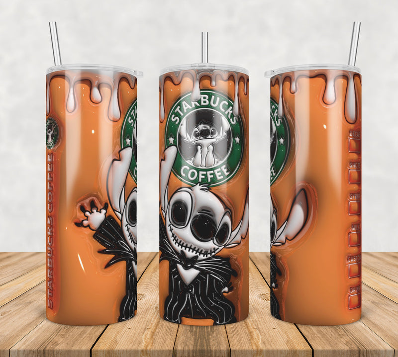 3D Inflated Puff Stitch coffee,3d inflated tumbler wrap, 20oz Skinny Tumbler png,digital dowwnload.