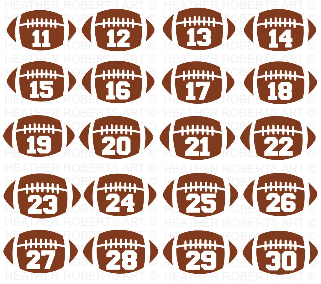 Football Numbers SVG Bundle, Cliparts for Cricut / Silhouette