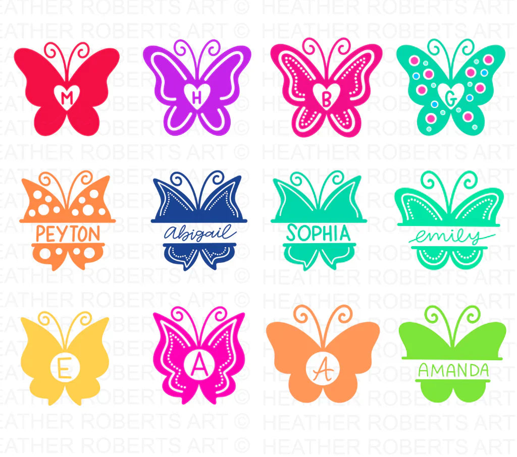 Butterfly Monogram Svg Bundle, Cliparts Set Cricut / Silhouette