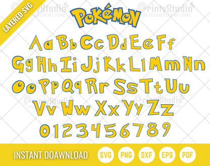 Pokemon SVG Bundle, Pokemon Birthday SVG, Pokemon Alphabet SVG, Clipart PNG Vector Files