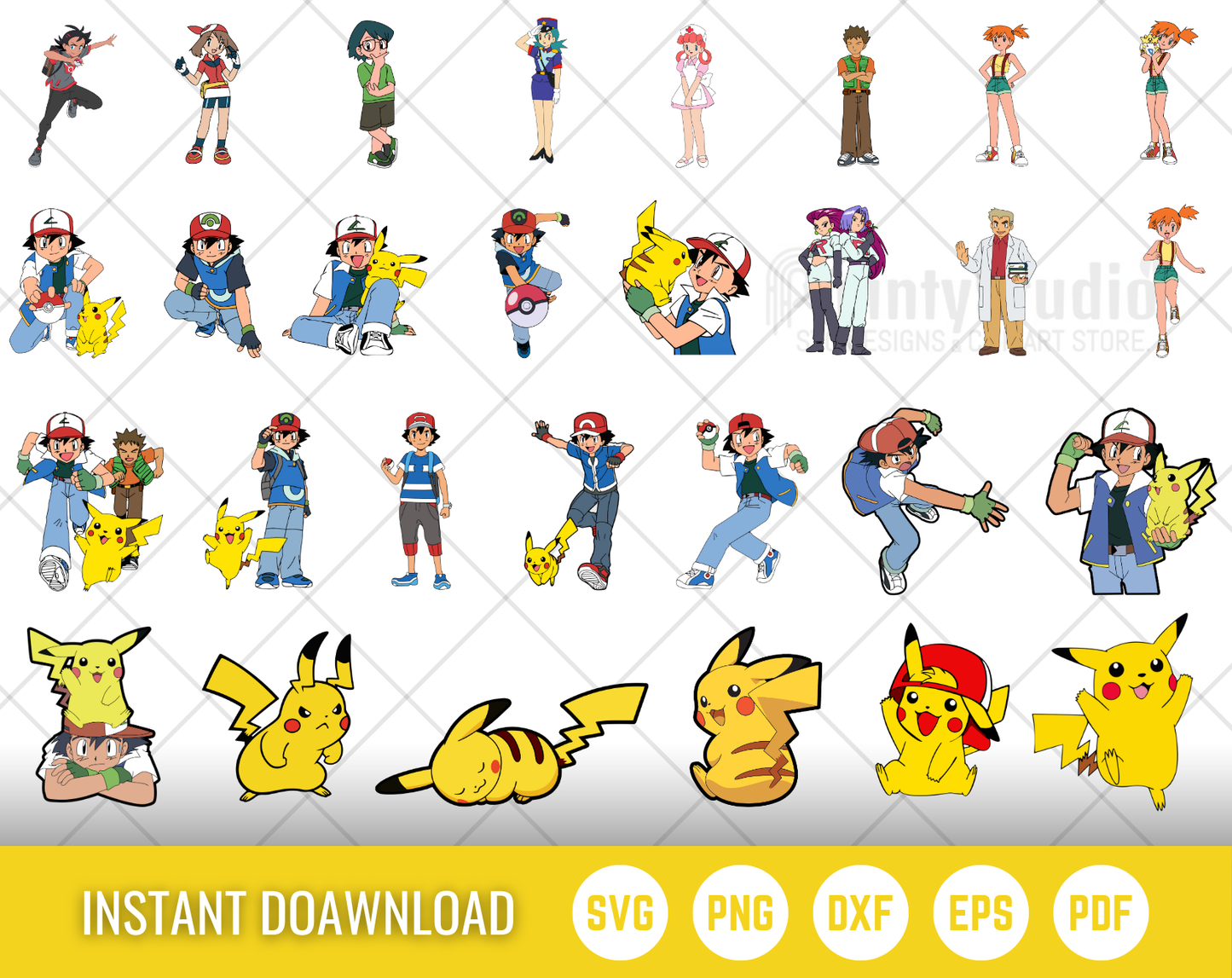 Pokemon SVG Bundle, Pokemon Birthday SVG, Pokemon Alphabet SVG, Clipart PNG Vector Files