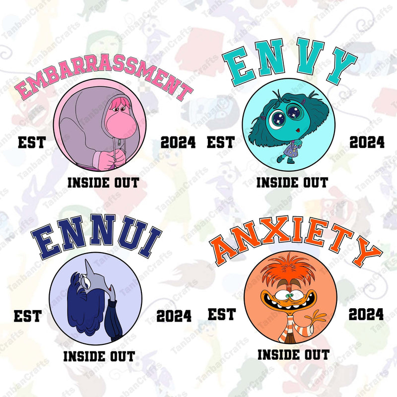 Characters name Inside Out 2 design png bundle, instant digital download