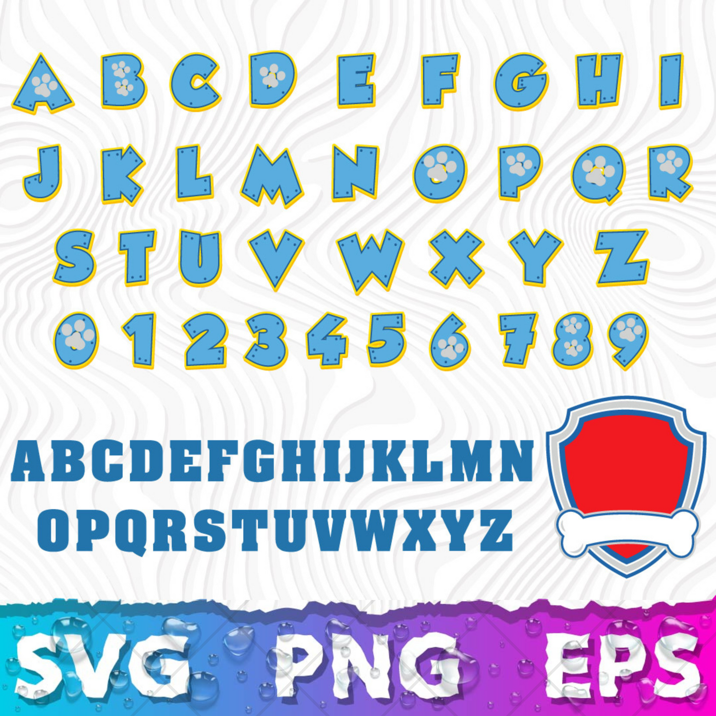 Paw Patrol Cliparts Bundle, Paw Patrol SVG Cut Files for Cricut / Silhouette, Paw Patrol Alphabet SVG, PNG, DXF