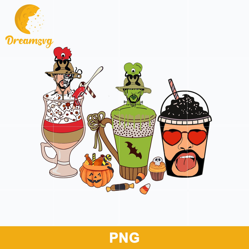 Bad Bunny Coffee Halloween Png, Halloween Coffee Png.