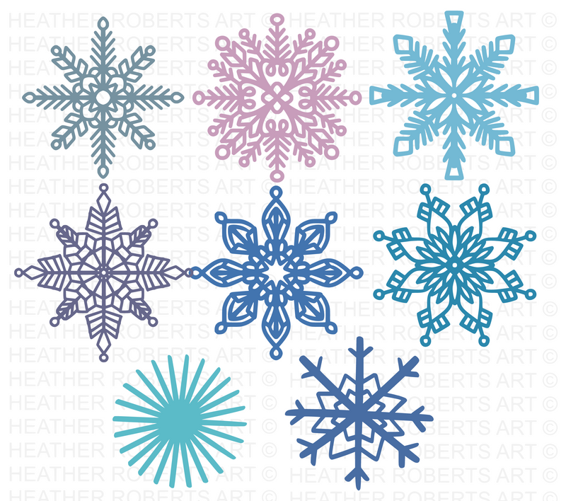 Snowflakes Colored SVG Bundle