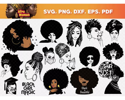 Afro Woman Svg Cut Files For Cricut & Silhouette